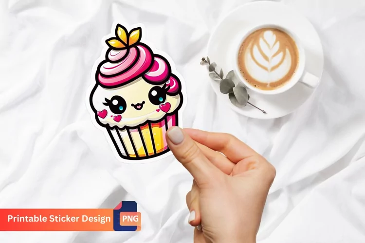 Kawaii Cake Sticker, Adorable Cake Sticker