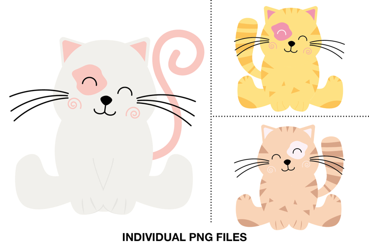 Kawaii Cat Clipart, Cute Kitty Illustrations PNG