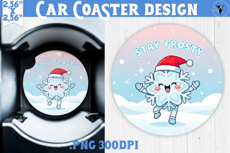 Cute Christmas car coaster | Kawaii Pink Xmas