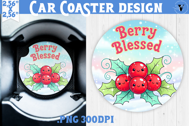 Cute Christmas car coaster | Kawaii Pink Xmas