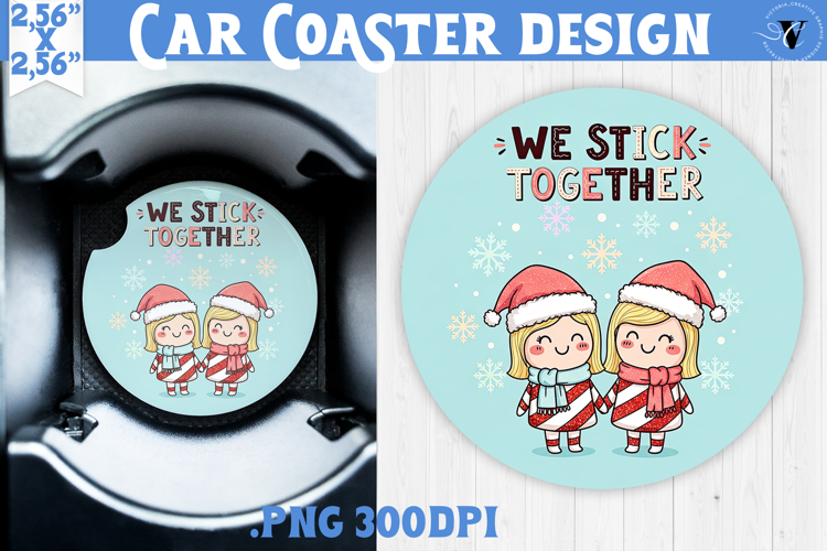 Cute Christmas car coaster | Kawaii Pink Xmas