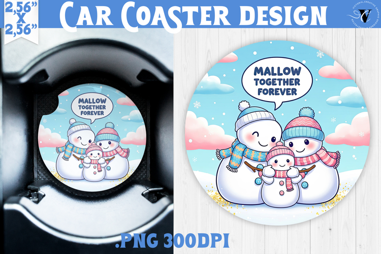Cute Christmas car coaster | Kawaii Pink Xmas