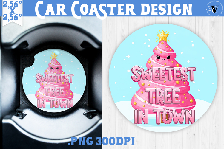 Cute Christmas car coaster | Kawaii Pink Xmas