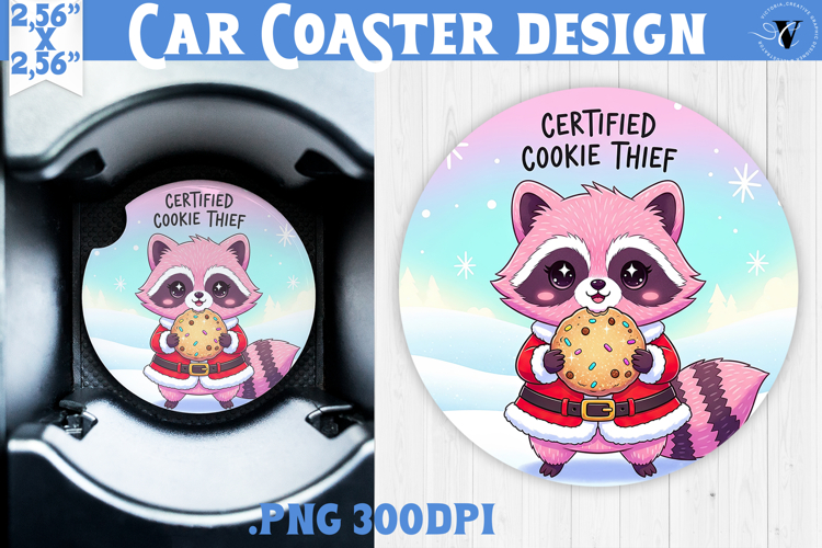 Cute Christmas car coaster | Kawaii Pink Xmas