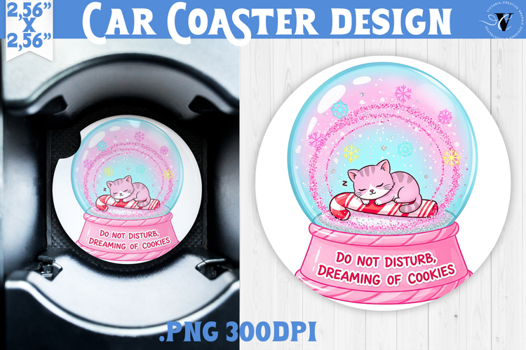 Cute Christmas car coaster | Kawaii Pink Xmas