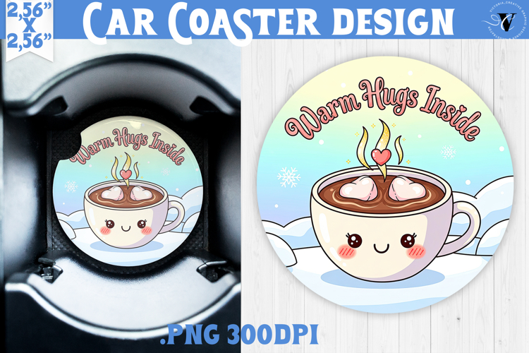 Cute Christmas car coaster | Kawaii Pink Xmas
