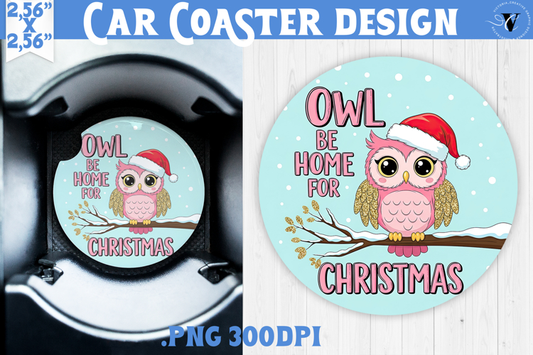 Cute Christmas car coaster | Kawaii Pink Xmas