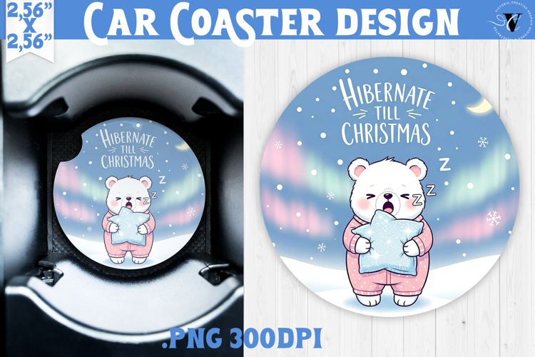 Cute Christmas car coaster | Kawaii Pink Xmas