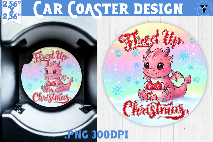 Cute Christmas car coaster | Kawaii Pink Xmas