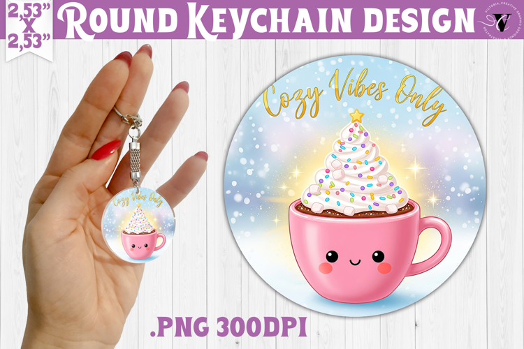 Cute Christmas Round keychain | Kawaii Pink Xmas