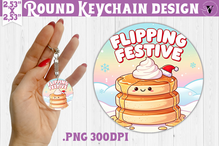 Cute Christmas Round keychain | Kawaii Pink Xmas