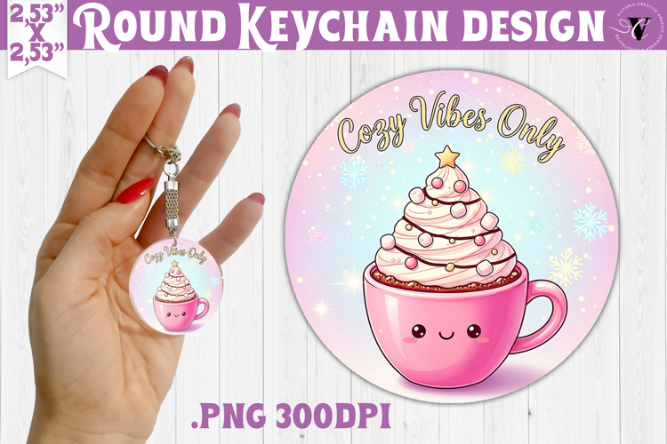 Cute Christmas Round keychain | Kawaii Pink Xmas
