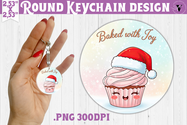 Cute Christmas Round keychain | Kawaii Pink Xmas