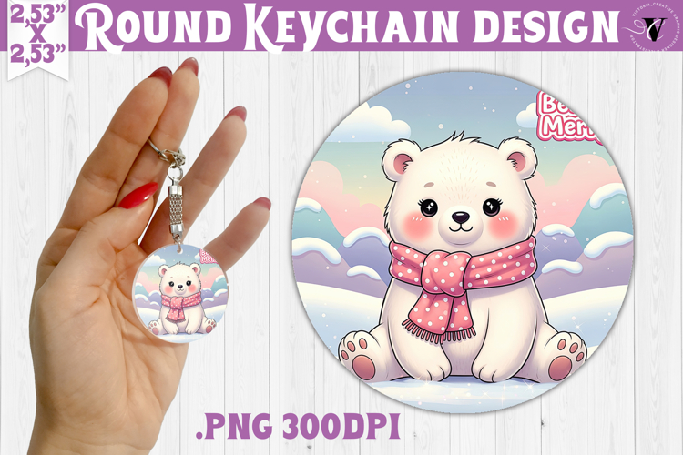 Cute Christmas Round keychain | Kawaii Pink Xmas