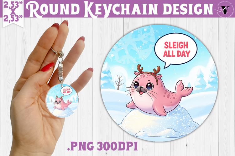 Cute Christmas Round keychain | Kawaii Pink Xmas