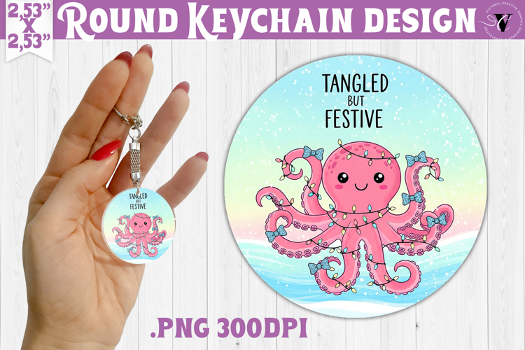 Cute Christmas Round keychain | Kawaii Pink Xmas