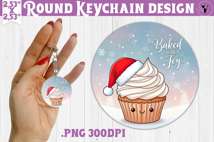 Cute Christmas Round keychain | Kawaii Pink Xmas