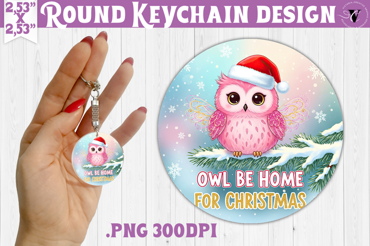 Cute Christmas Round keychain | Kawaii Pink Xmas