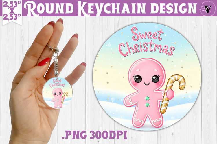 Cute Christmas Round keychain | Kawaii Pink Xmas