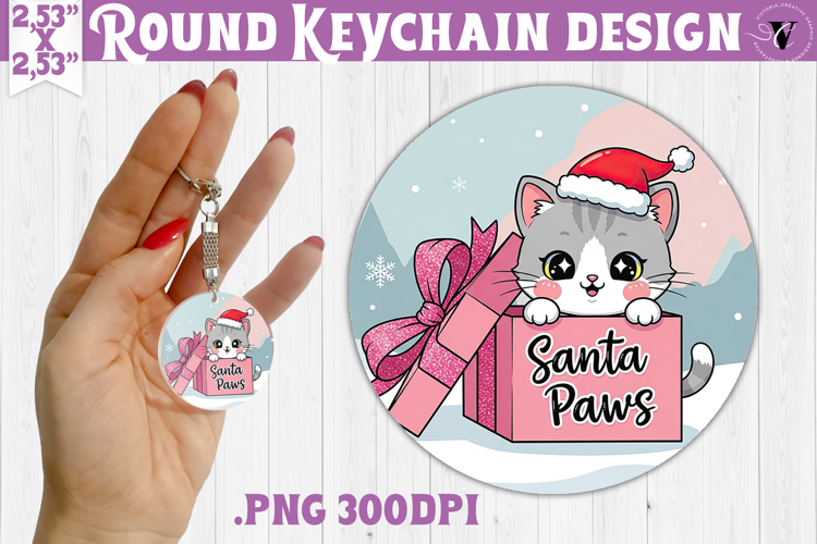 Cute Christmas Round keychain | Kawaii Pink Xmas