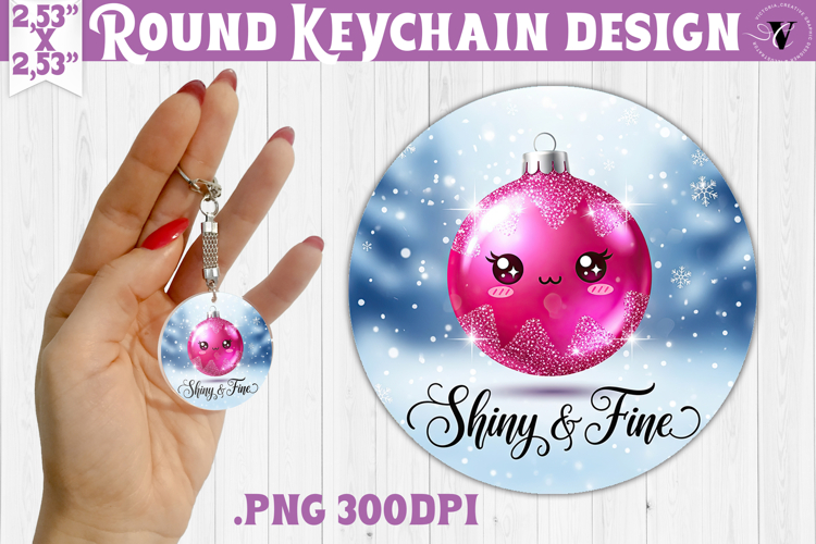 Cute Christmas Round keychain | Kawaii Pink Xmas