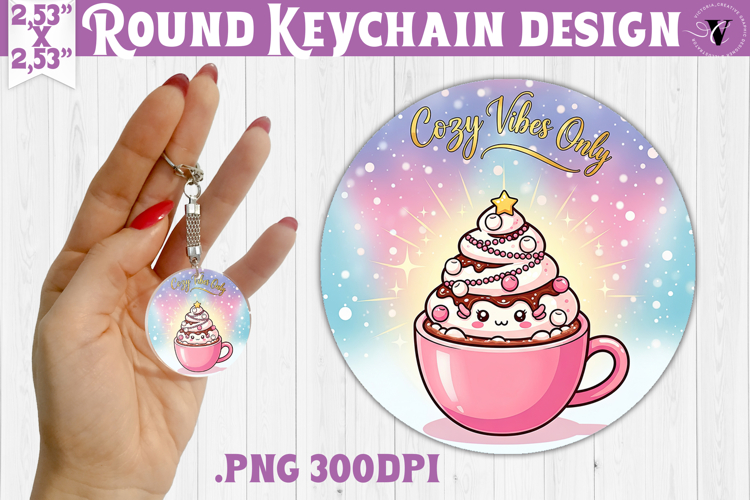 Cute Christmas Round keychain | Kawaii Pink Xmas