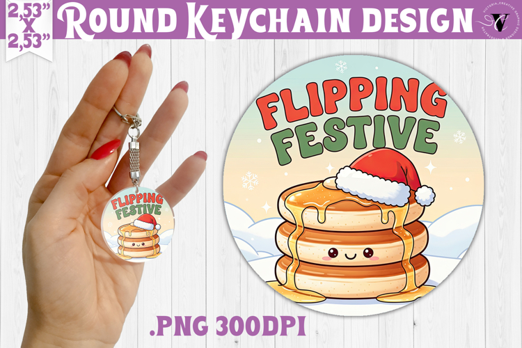 Cute Christmas Round keychain | Kawaii Pink Xmas