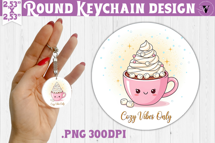 Cute Christmas Round keychain | Kawaii Pink Xmas