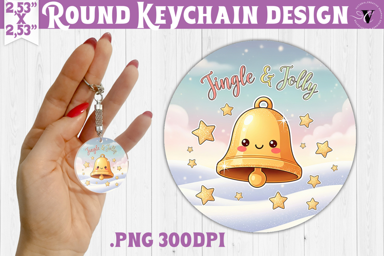 Cute Christmas Round keychain | Kawaii Pink Xmas