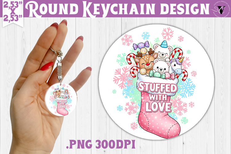 Cute Christmas Round keychain | Kawaii Pink Xmas
