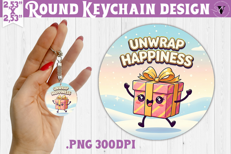 Cute Christmas Round keychain | Kawaii Pink Xmas