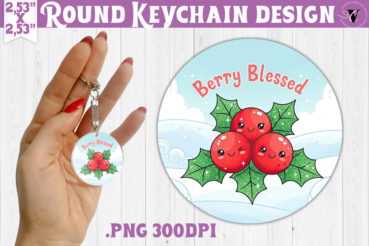 Cute Christmas Round keychain | Kawaii Pink Xmas