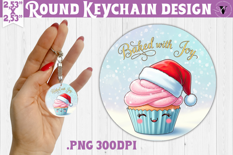 Cute Christmas Round keychain | Kawaii Pink Xmas