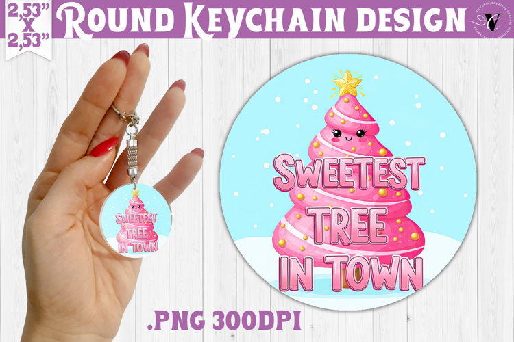 Cute Christmas Round keychain | Kawaii Pink Xmas
