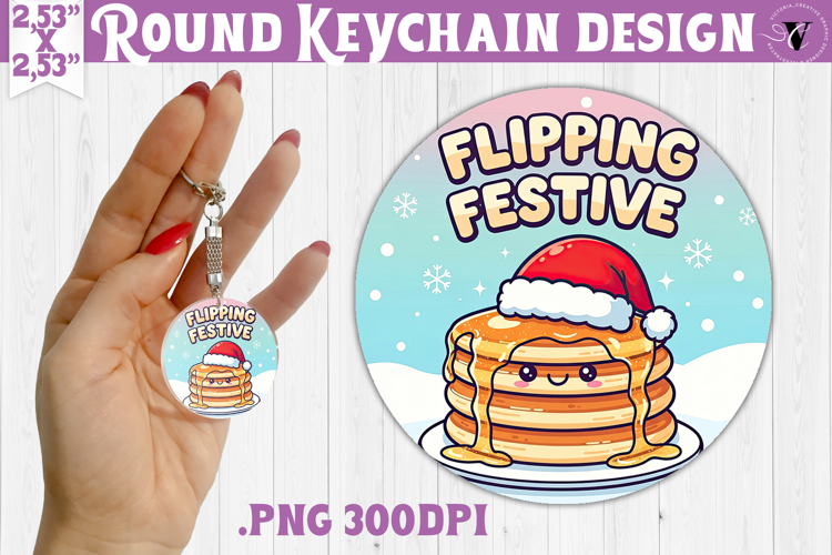 Cute Christmas Round keychain | Kawaii Pink Xmas