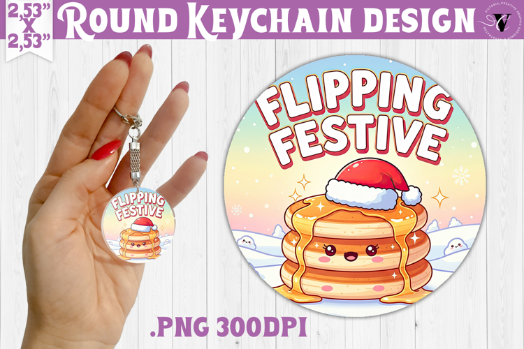 Cute Christmas Round keychain | Kawaii Pink Xmas