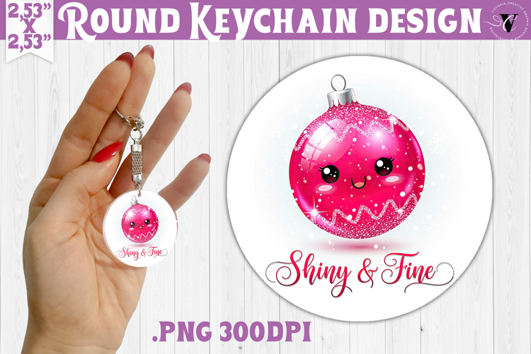 Cute Christmas Round keychain | Kawaii Pink Xmas