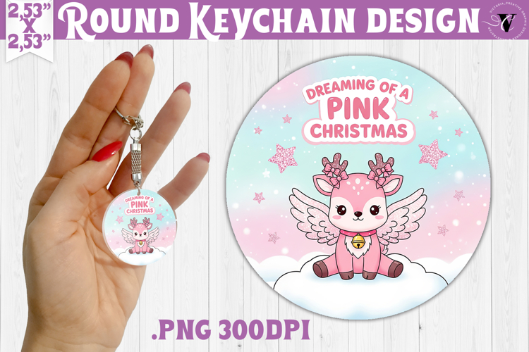 Cute Christmas Round keychain | Kawaii Pink Xmas