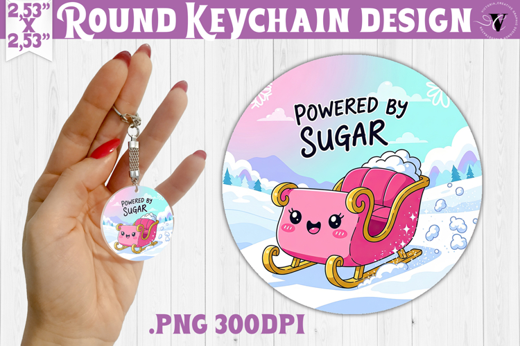 Cute Christmas Round keychain | Kawaii Pink Xmas