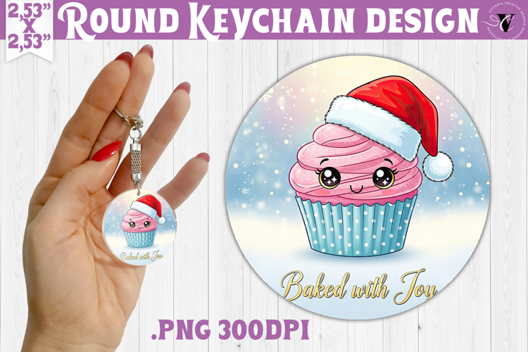 Cute Christmas Round keychain | Kawaii Pink Xmas