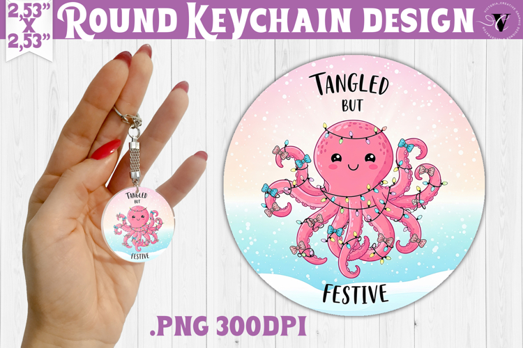 Cute Christmas Round keychain | Kawaii Pink Xmas