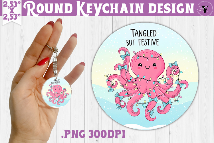 Cute Christmas Round keychain | Kawaii Pink Xmas