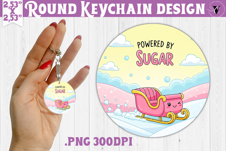 Cute Christmas Round keychain | Kawaii Pink Xmas