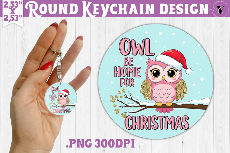 Cute Christmas Round keychain | Kawaii Pink Xmas