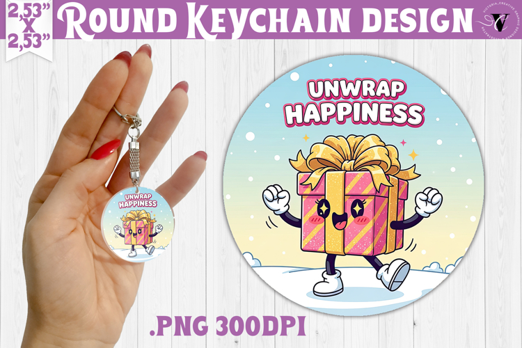 Cute Christmas Round keychain | Kawaii Pink Xmas