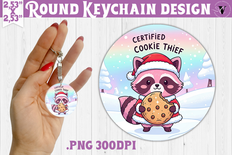 Cute Christmas Round keychain | Kawaii Pink Xmas