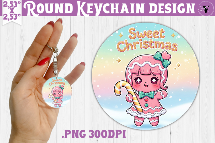 Cute Christmas Round keychain | Kawaii Pink Xmas