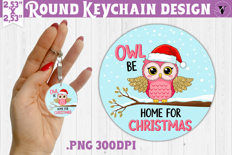 Cute Christmas Round keychain | Kawaii Pink Xmas