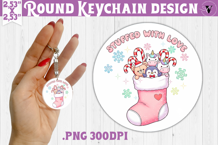 Cute Christmas Round keychain | Kawaii Pink Xmas