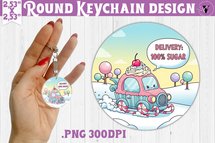 Cute Christmas Round keychain | Kawaii Pink Xmas